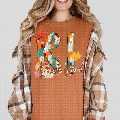 Rhode Island Fall Dottie State Design- PNG File- Digital Download