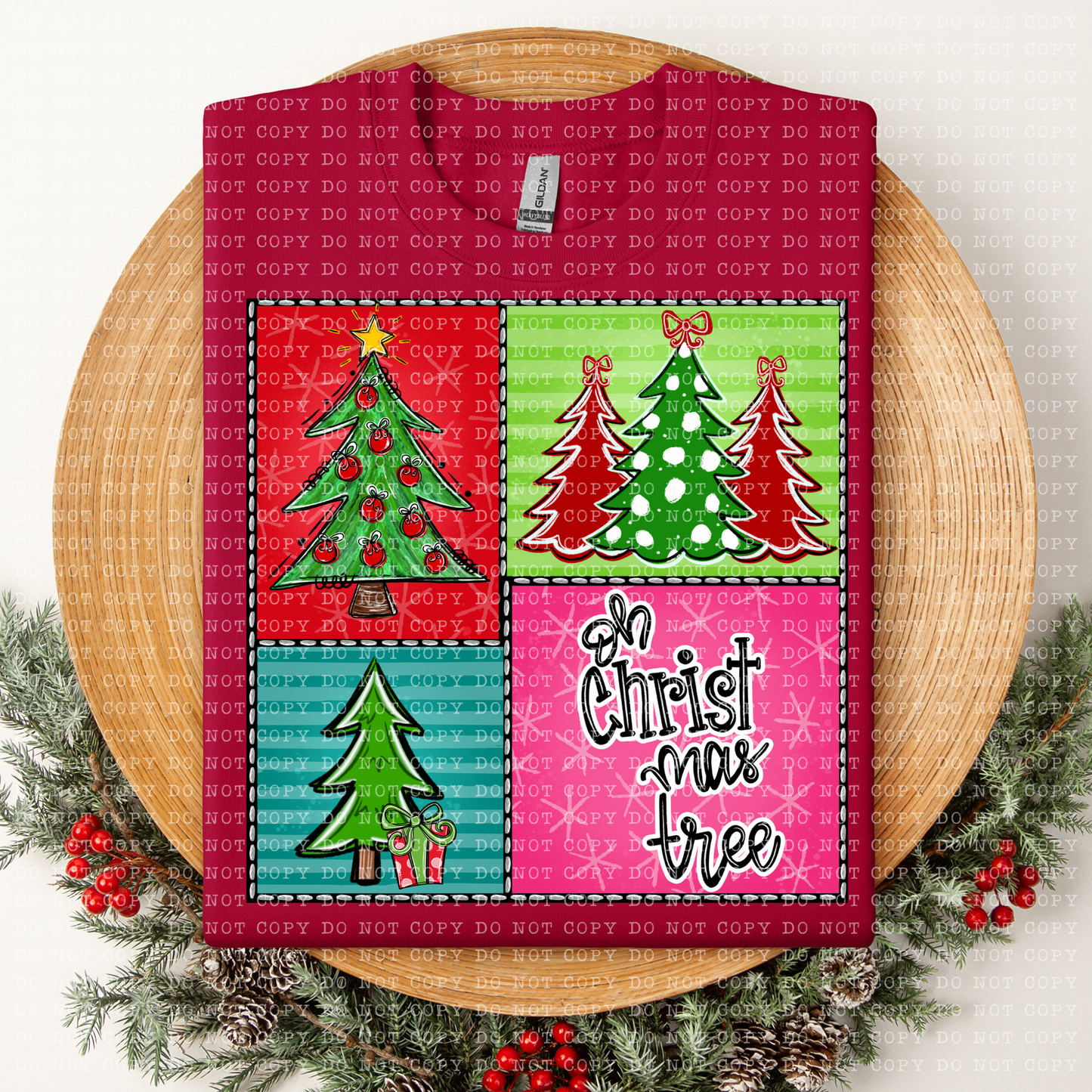 Oh Christmas Tree Square Digital Design- PNG File- Digital Download