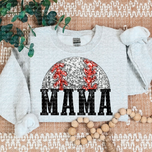 BASEBALL MAMA SPARKLE TEE