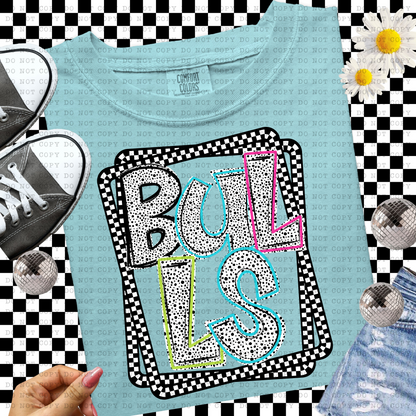 Bulls Dalmatian Dot Team Design- PNG File- Digital Download