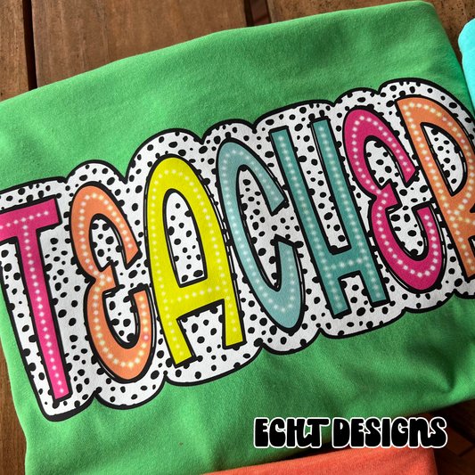 TEACHER NEON DOTTED TEE