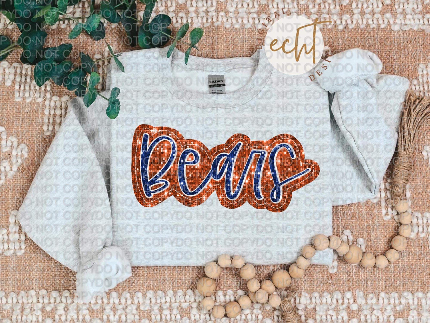 Bears Faux Sequin Faux Embroidery - PNG File- Digital Download