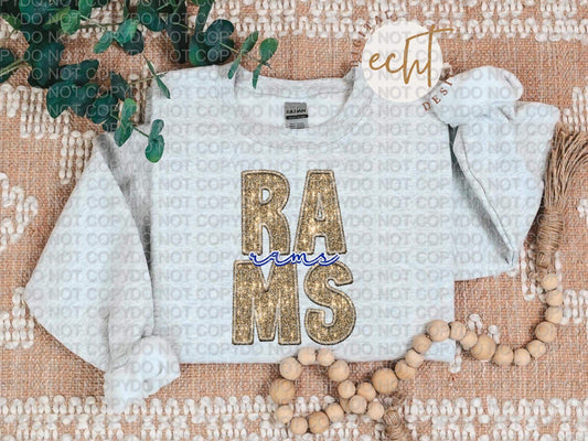 Rams Faux Sequin Faux Embroidery - PNG File- Digital Download