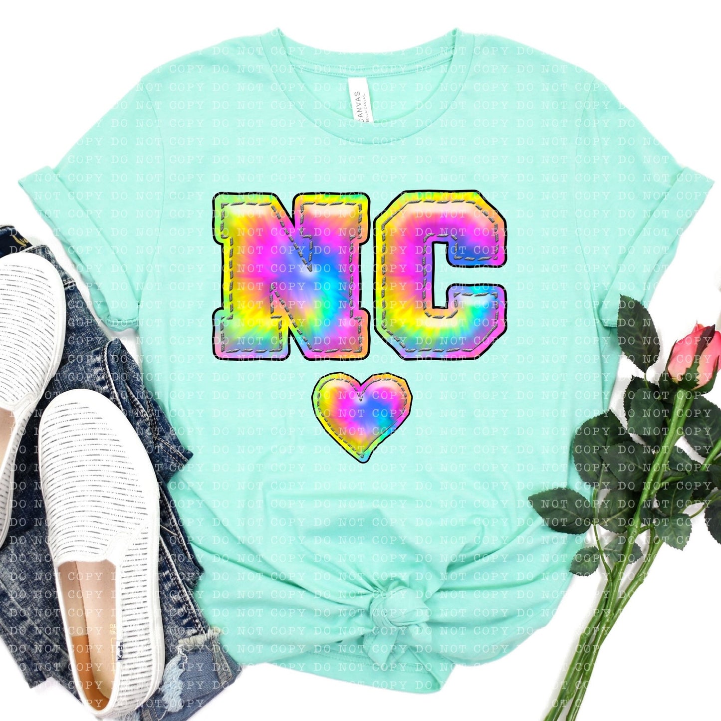 NORTH CAROLINA INFLATED TIE DYE - PNG File- Digital Download