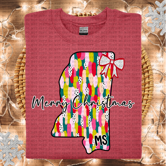 Mississippi Messy Paint State Christmas Digital Design- PNG File- Digital Download