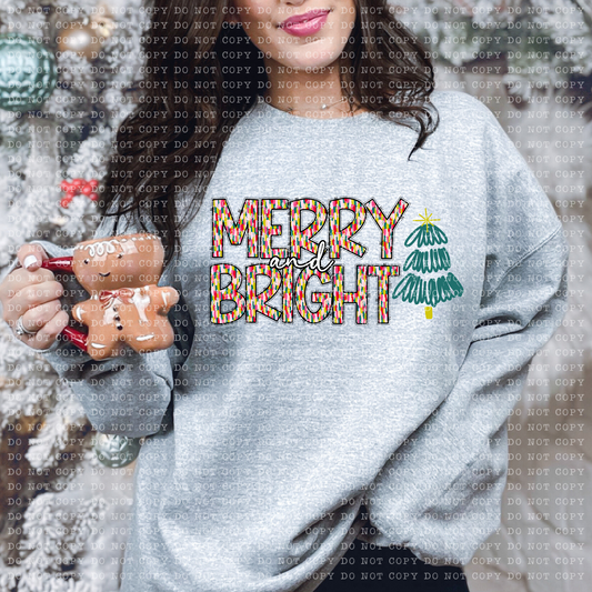 Merry and Bright Digital Design- PNG File- Digital Download