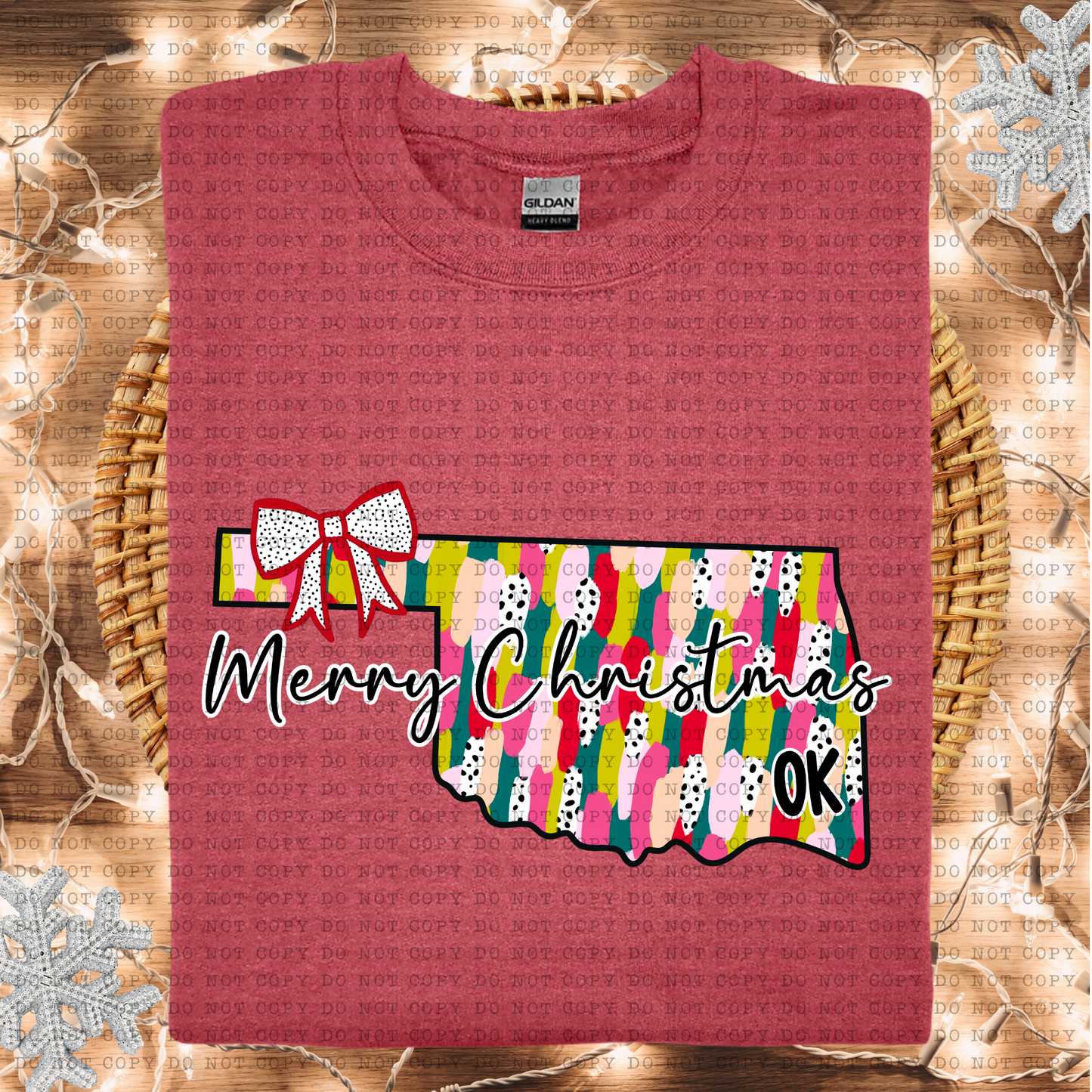 Oklahoma Messy Paint State Christmas Digital Design- PNG File- Digital Download