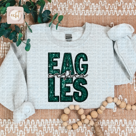 Eagles Faux Sequin Faux Embroidery - PNG File- Digital Download