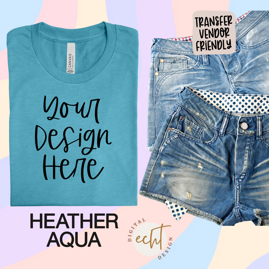 Bella Canvas Heather Aqua 3001 CVC Mockup