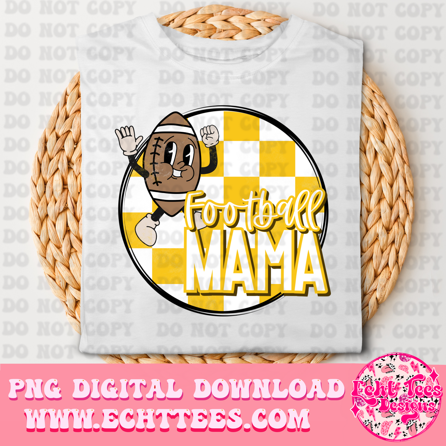 Football Mama Yellow PNG Digital Download